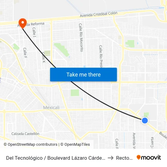 Del Tecnológico / Boulevard Lázaro Cárdenas to Rectoria map