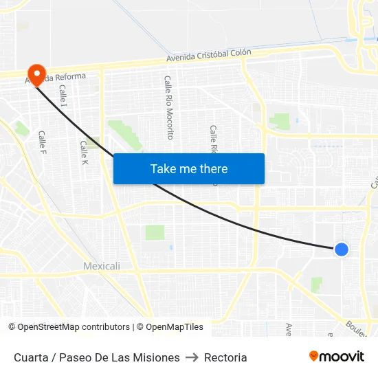 Cuarta / Paseo De Las Misiones to Rectoria map