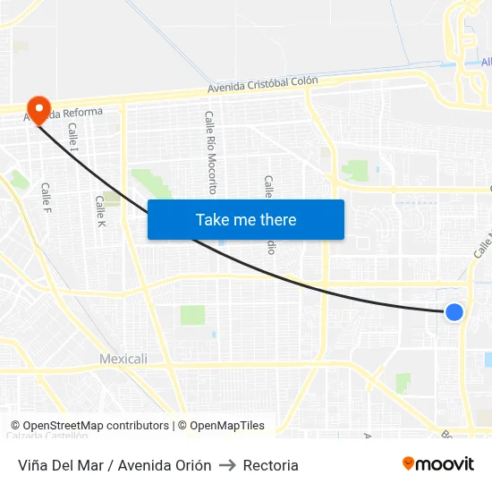 Viña Del Mar / Avenida Orión to Rectoria map