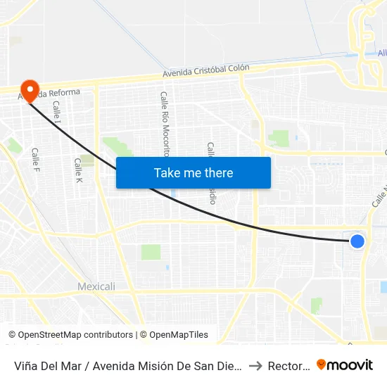 Viña Del Mar / Avenida Misión De San Diego to Rectoria map