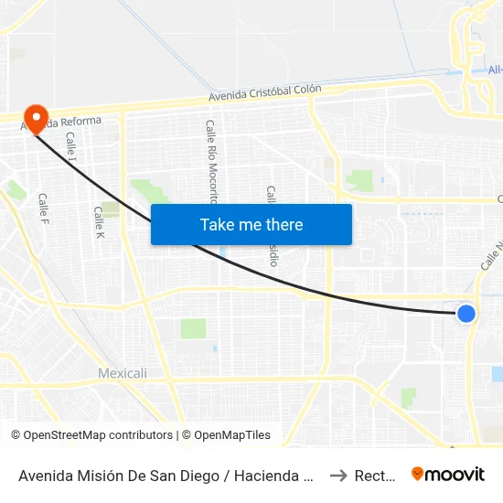 Avenida Misión De San Diego / Hacienda San Juan to Rectoria map