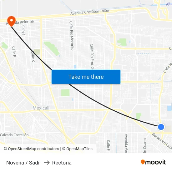 Novena / Sadir to Rectoria map