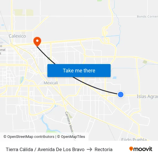 Tierra Cálida / Avenida De Los Bravo to Rectoria map