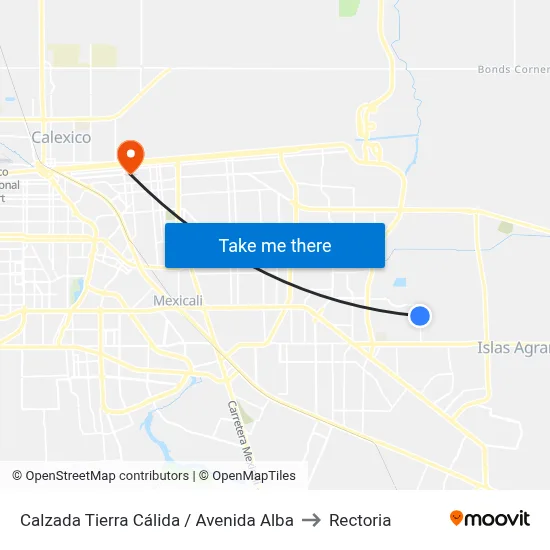 Calzada Tierra Cálida / Avenida Alba to Rectoria map