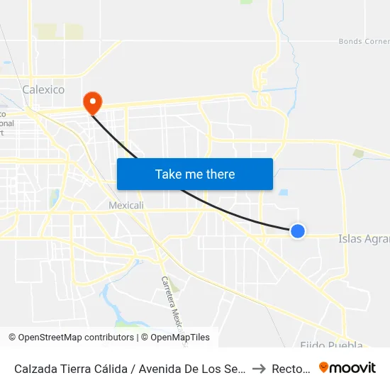 Calzada Tierra Cálida / Avenida De Los Serdán to Rectoria map