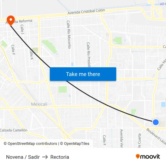Novena / Sadir to Rectoria map