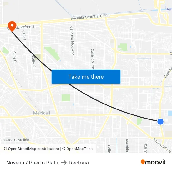 Novena / Puerto Plata to Rectoria map