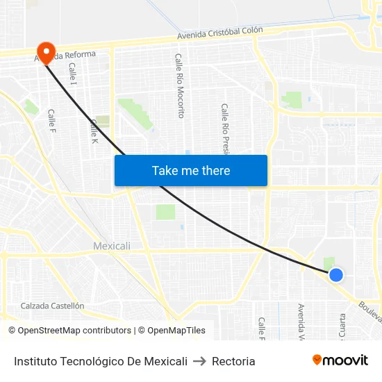 Instituto Tecnológico De Mexicali to Rectoria map