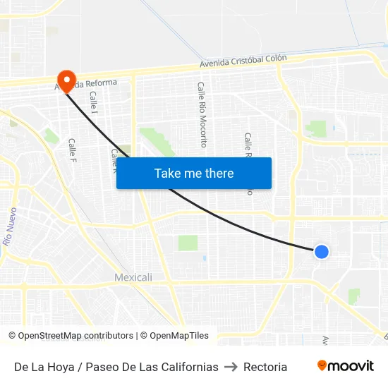 De La Hoya / Paseo De Las Californias to Rectoria map