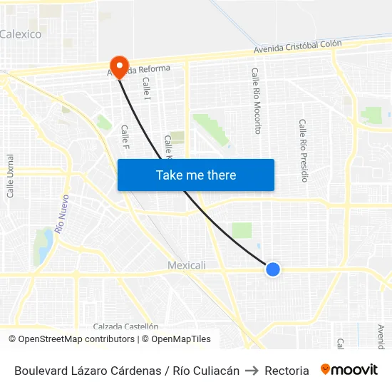 Boulevard Lázaro Cárdenas / Río Culiacán to Rectoria map
