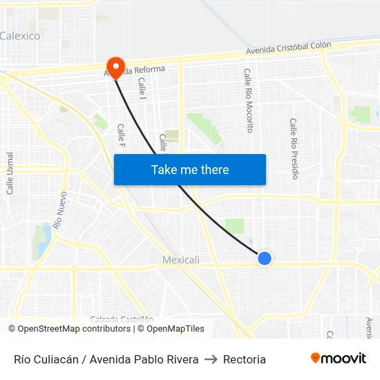 Río Culiacán / Avenida Pablo Rivera to Rectoria map