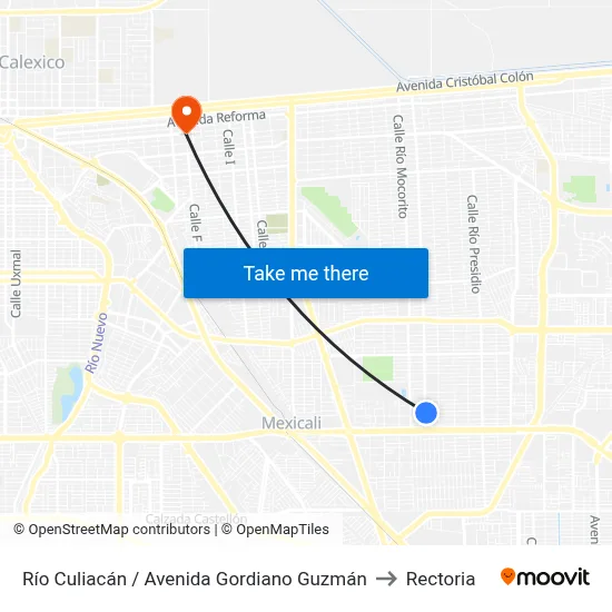 Río Culiacán / Avenida Gordiano Guzmán to Rectoria map