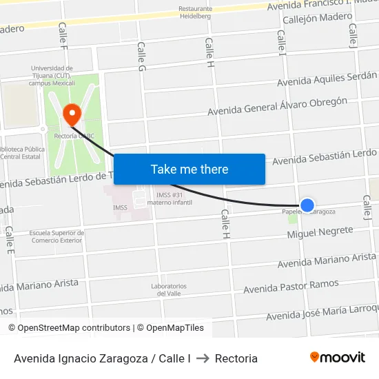 Avenida Ignacio Zaragoza / Calle I to Rectoria map