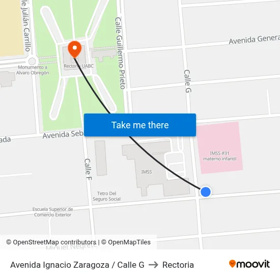 Avenida Ignacio Zaragoza / Calle G to Rectoria map