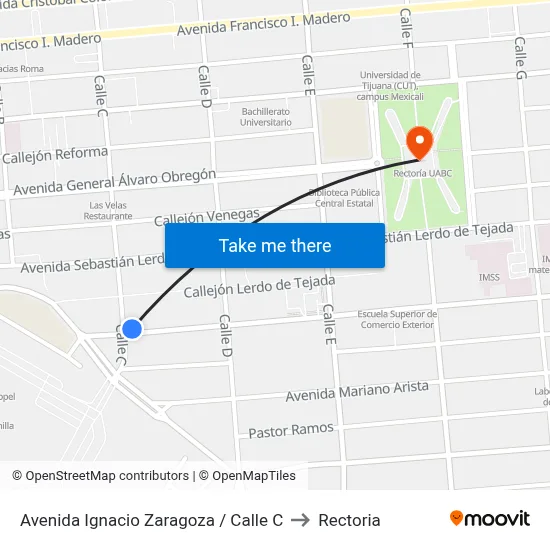 Avenida Ignacio Zaragoza / Calle C to Rectoria map