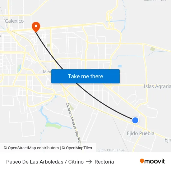 Paseo De Las Arboledas / Citrino to Rectoria map