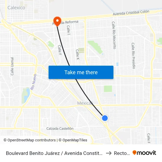Boulevard Benito Juárez / Avenida Constituyentes to Rectoria map