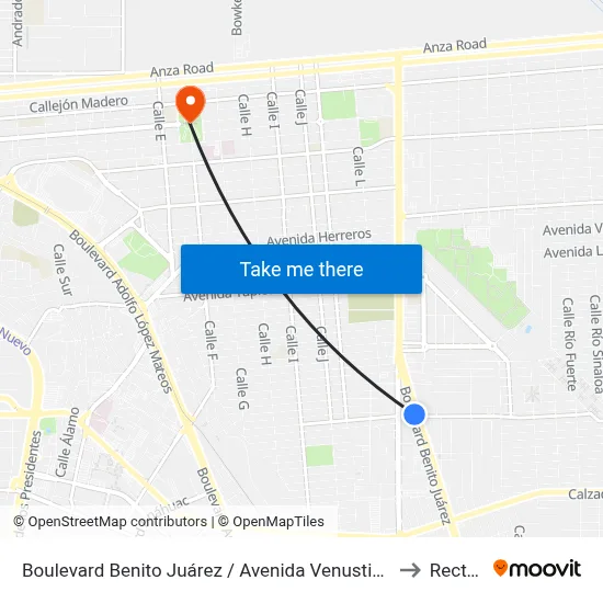 Boulevard Benito Juárez / Avenida Venustiano Carranza to Rectoria map