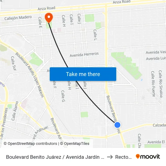 Boulevard Benito Juárez / Avenida Jardín Sur to Rectoria map
