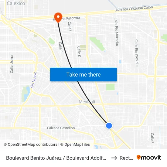 Boulevard Benito Juárez / Boulevard Adolfo López Mateos to Rectoria map