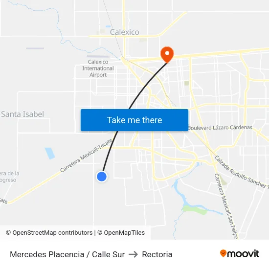 Mercedes Placencia / Calle Sur to Rectoria map