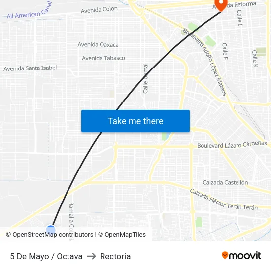 5 De Mayo / Octava to Rectoria map