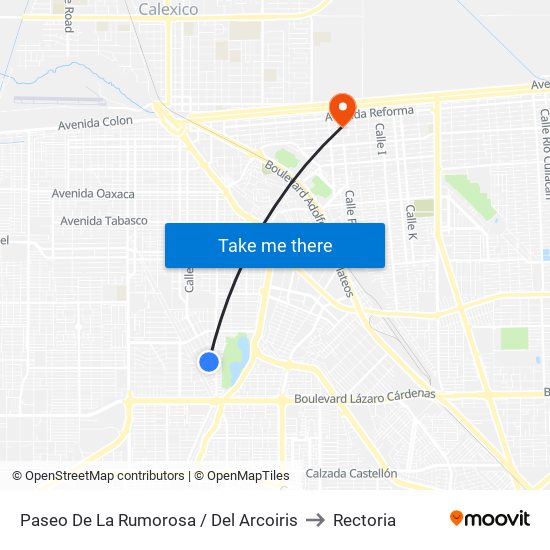 Paseo De La Rumorosa / Del Arcoiris to Rectoria map