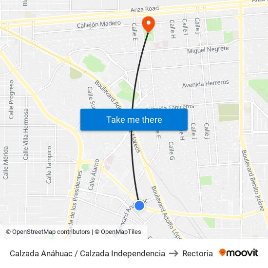 Calzada Anáhuac / Calzada Independencia to Rectoria map