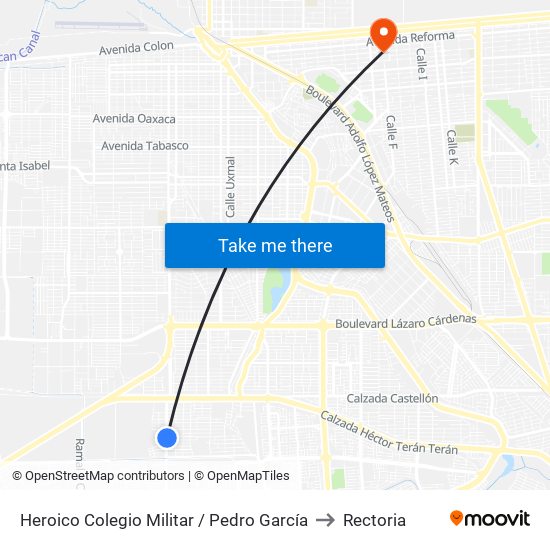 Heroico Colegio Militar / Pedro García to Rectoria map