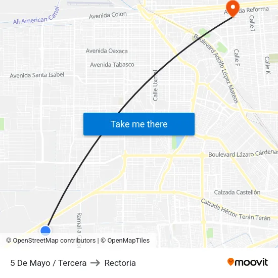 5 De Mayo / Tercera to Rectoria map