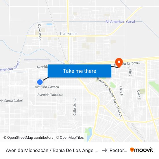 Avenida Michoacán / Bahía De Los Ángeles to Rectoria map