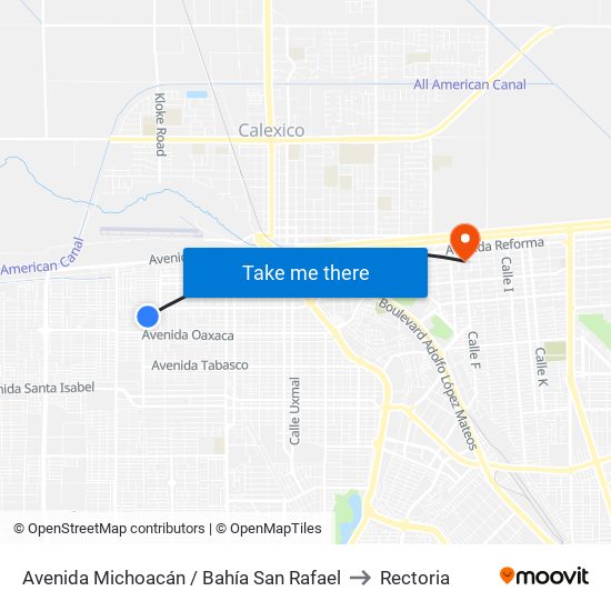 Avenida Michoacán / Bahía San Rafael to Rectoria map