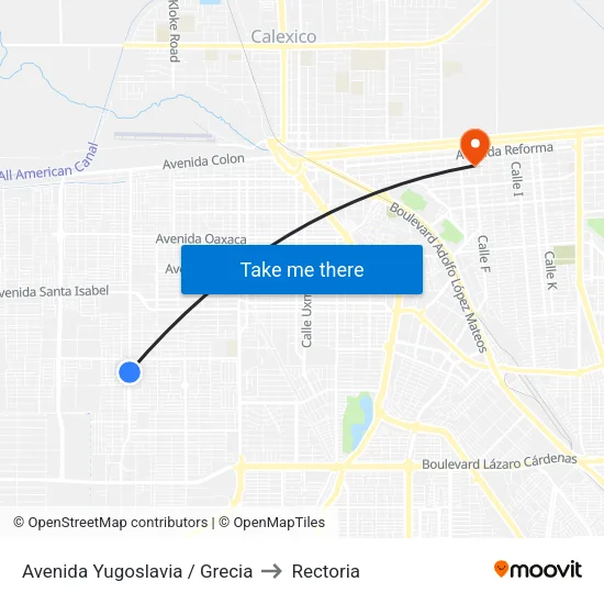 Avenida Yugoslavia / Grecia to Rectoria map