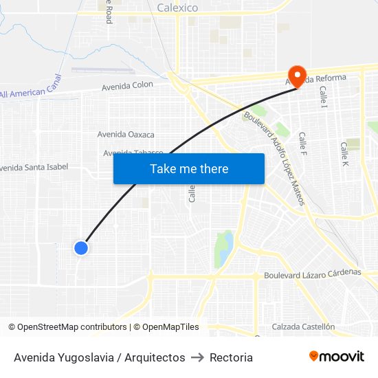 Avenida Yugoslavia / Arquitectos to Rectoria map