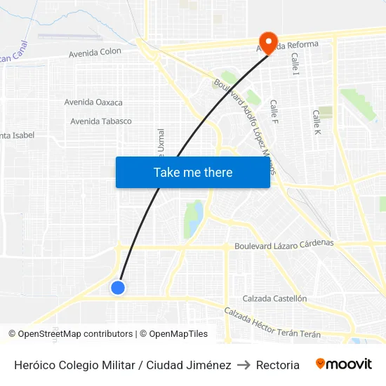 Heróico Colegio Militar / Ciudad Jiménez to Rectoria map