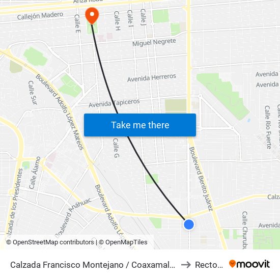Calzada Francisco Montejano / Coaxamalucan to Rectoria map