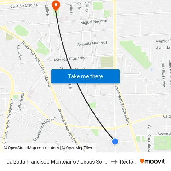 Calzada Francisco Montejano / Jesús Solórzano to Rectoria map