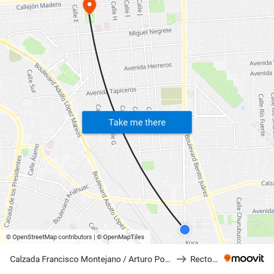 Calzada Francisco Montejano / Arturo Pompa to Rectoria map