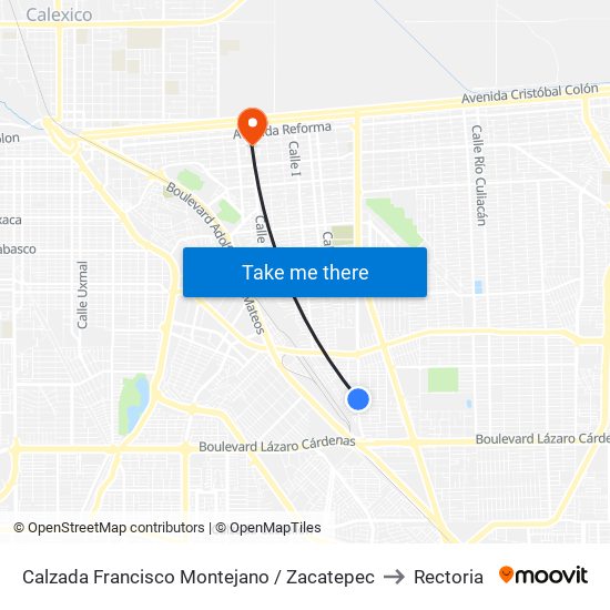 Calzada Francisco Montejano / Zacatepec to Rectoria map