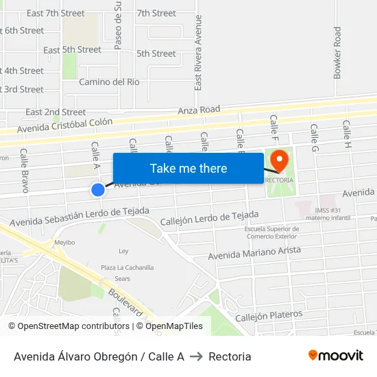 Avenida Álvaro Obregón / Calle A to Rectoria map