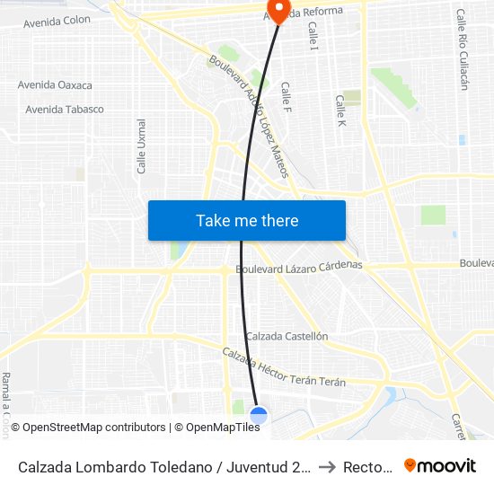 Calzada Lombardo Toledano / Juventud 2000 to Rectoria map