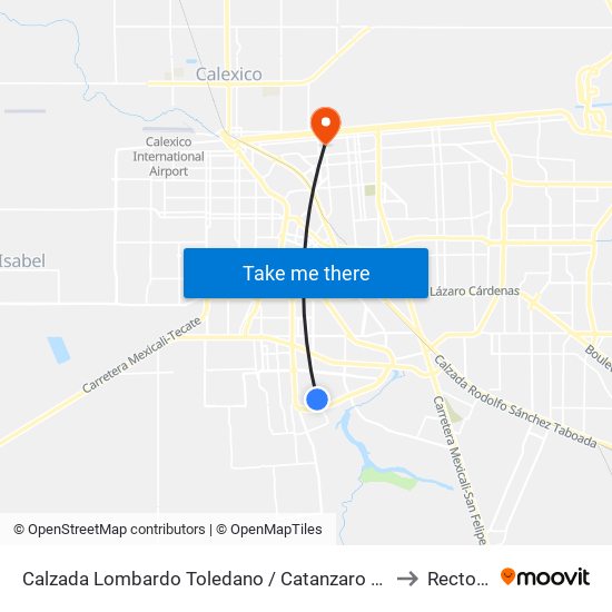 Calzada Lombardo Toledano / Catanzaro Norte to Rectoria map