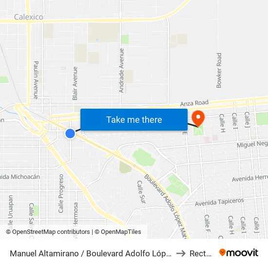 Manuel Altamirano / Boulevard Adolfo López Mateos to Rectoria map