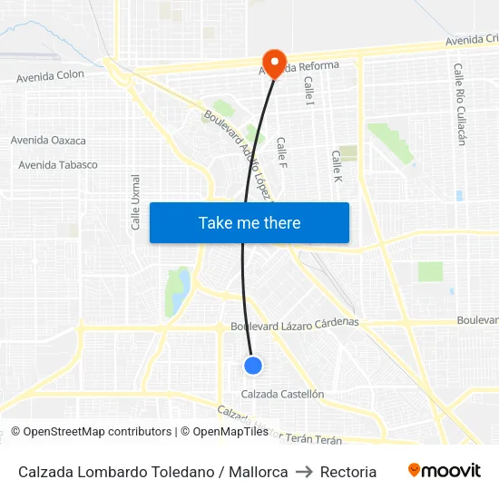Calzada Lombardo Toledano / Mallorca to Rectoria map
