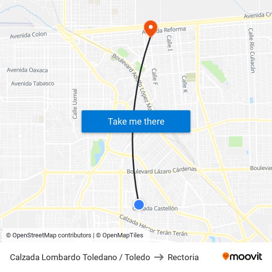Calzada Lombardo Toledano / Toledo to Rectoria map