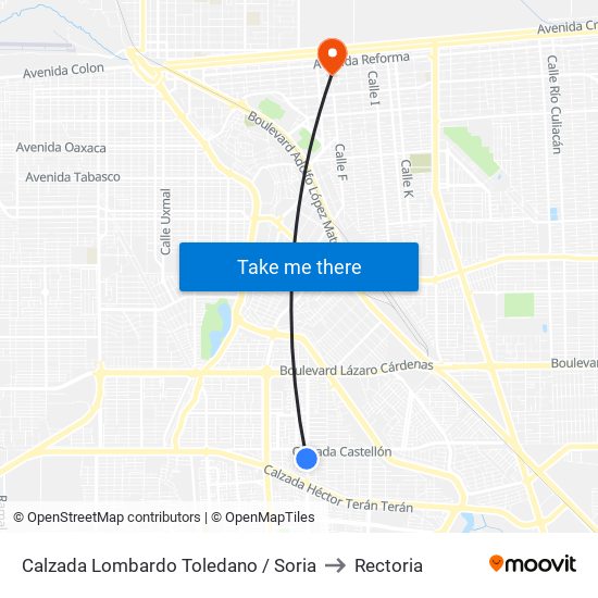 Calzada Lombardo Toledano / Soria to Rectoria map