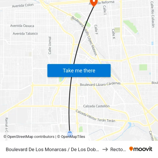 Boulevard De Los Monarcas / De Los Doblones to Rectoria map