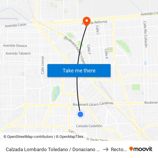 Calzada Lombardo Toledano / Donaciano Íñiguez to Rectoria map