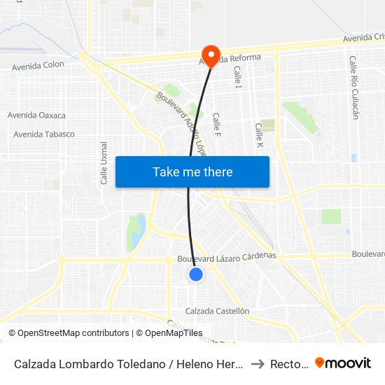 Calzada Lombardo Toledano / Heleno Hernández to Rectoria map