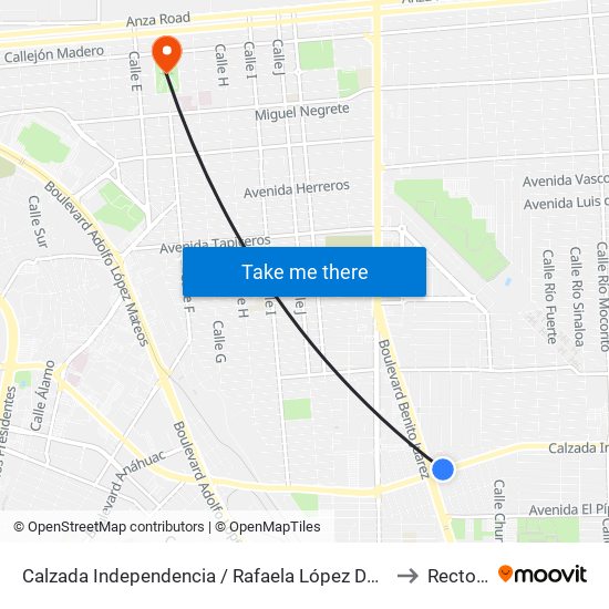 Calzada Independencia / Rafaela López De Rayón to Rectoria map